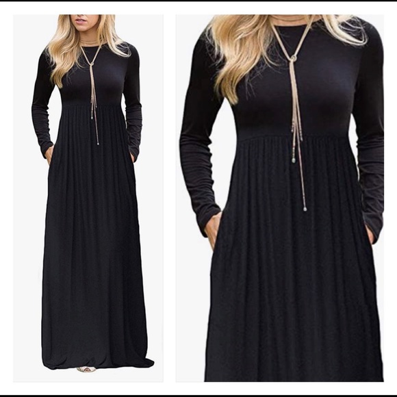 LongSleeve Empire Waist Full Length Maxi Dress - Picture 1 of 3